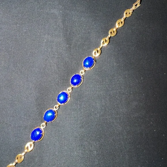 Gold Bracelet with Blue Accents - Picture 1 of 3